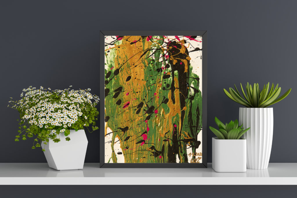 Goldener Frühling Mockup, Pouring, Acrylfließtechnik